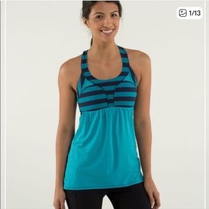 lululemon 2 in Run Blue Striped Tank Top